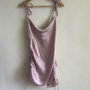 🌸 RESET Dusty Rose Satin Ruched Mini Dress 🌸